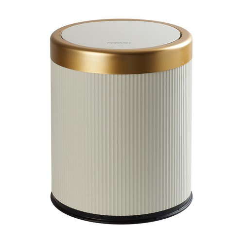 15L Bathroom Trash Can with Swing Lid,White Gold Garbage Can Office Waste Basket - Picture 19 of 20