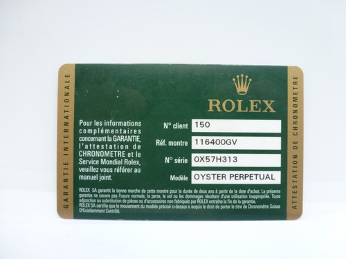 ROLEX 116400 Milgauss Serial Oyster Perpetual Guarantee Warranty 2011 - 第 1/2 張圖片