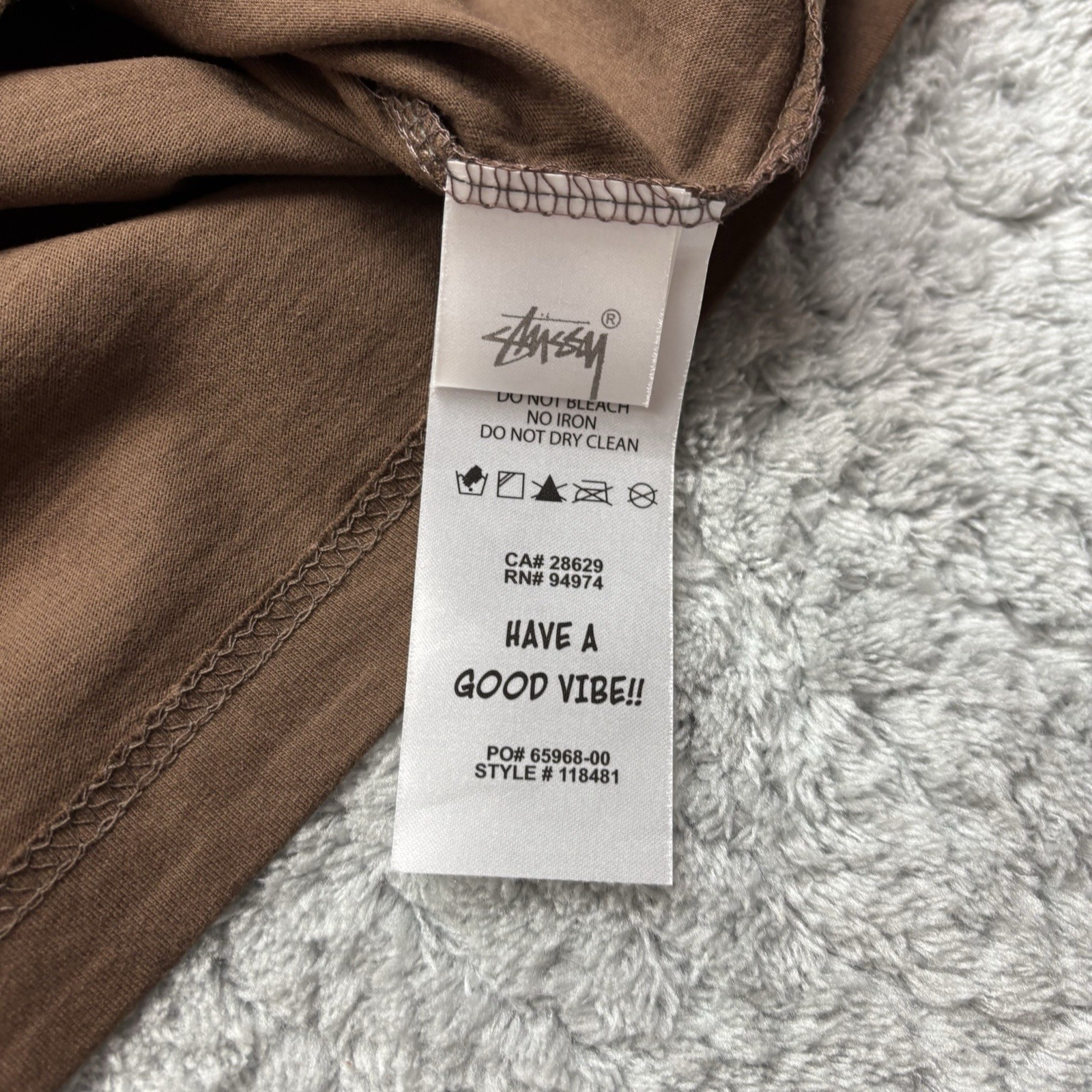 Stüssy printed T-shirt men's with back print | XL | brown image 7