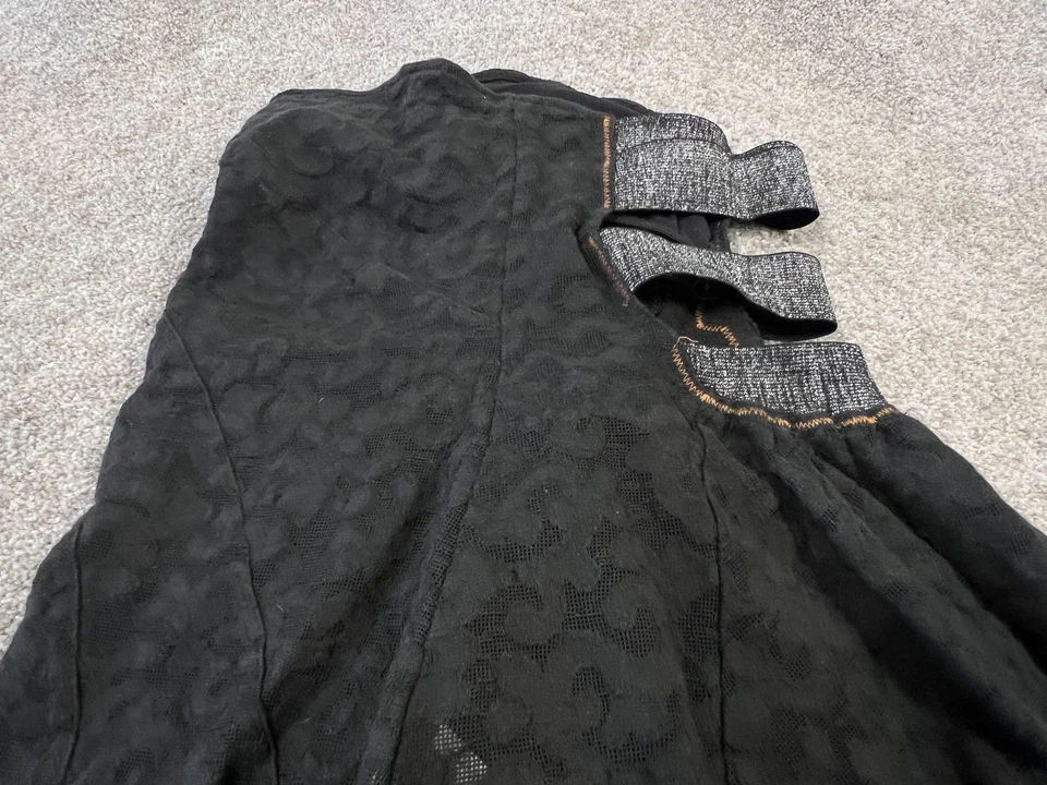 Falda Free People Mujer XS Negra Apliques Florales Bordados Encaje Boho Mini Foto 4 de 4