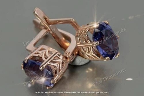 2.70Ct Oval Cut Natural Alexandrite Dangle Earrings 14K Rose Gold Plated Silver - Image 4 of 4