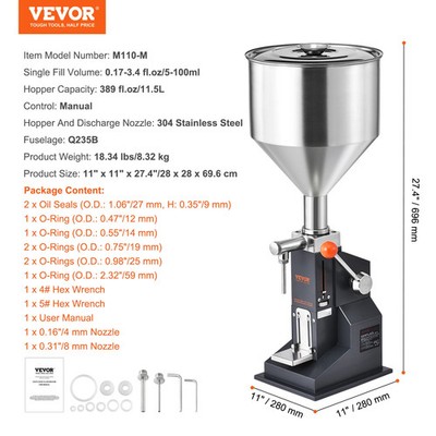 SucceBuy A03 5-50ml/5-100ml Manual Liquid Filling Machine Paste Bottle Filler