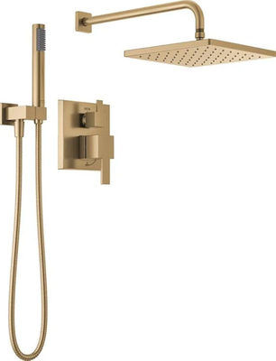 #ad Delta Modern 14 Series Square Rain Shower System 342701 CZ Champagne Bronze $440.00