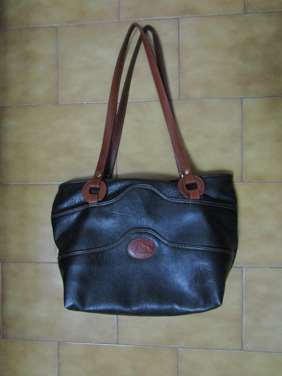 BORSA di pelle bicolore donna grande