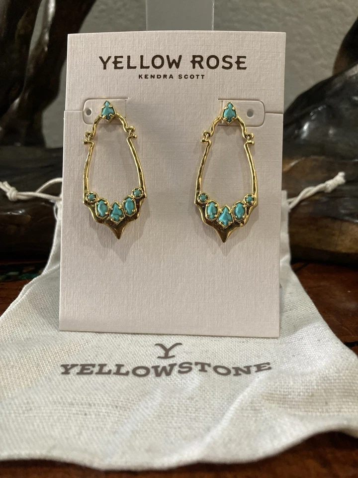 Pendientes Kendra Scott Amarillo Rosa Montana Turquesa Vintage Magnesita Oro Nuevos con Etiquetas Foto 3 de 3