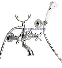 Rubinetto vasca con doccia manopole a stella croce stile classico retrò doccino