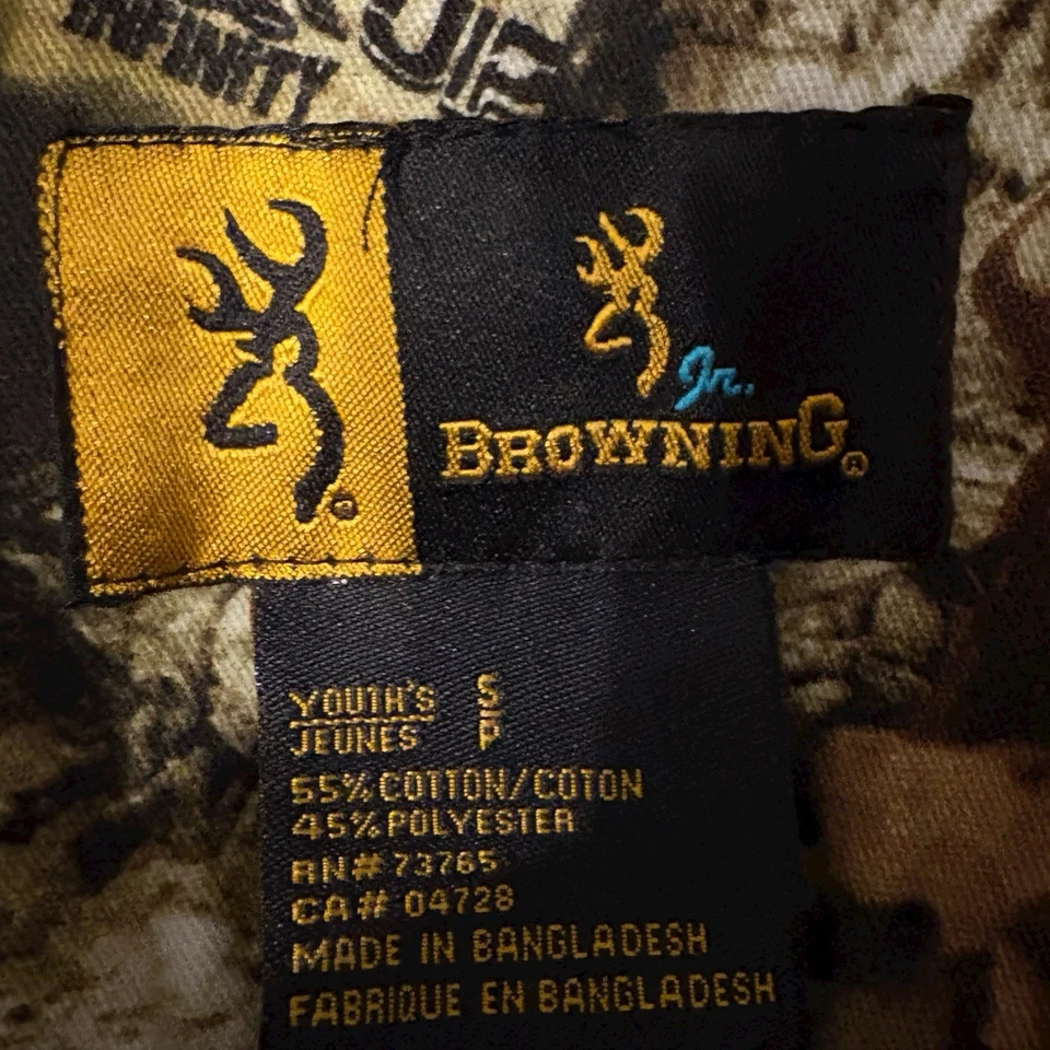 Camisa de Caza Browning Jr Camuflaje Jóvenes Niños Talla S Exterior Abotonada Camuflaje Foto 4 de 4
