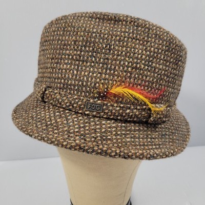 VTG London Fog Hat | Wool Fedora | Brown | Feather Accent | 7 1/8 | Made in USA