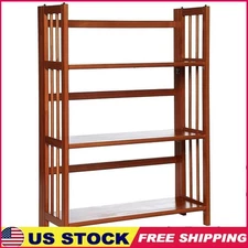 3 Tier Folding Bookcase Stackable Wood Bookshelves Organizing Storage Solution