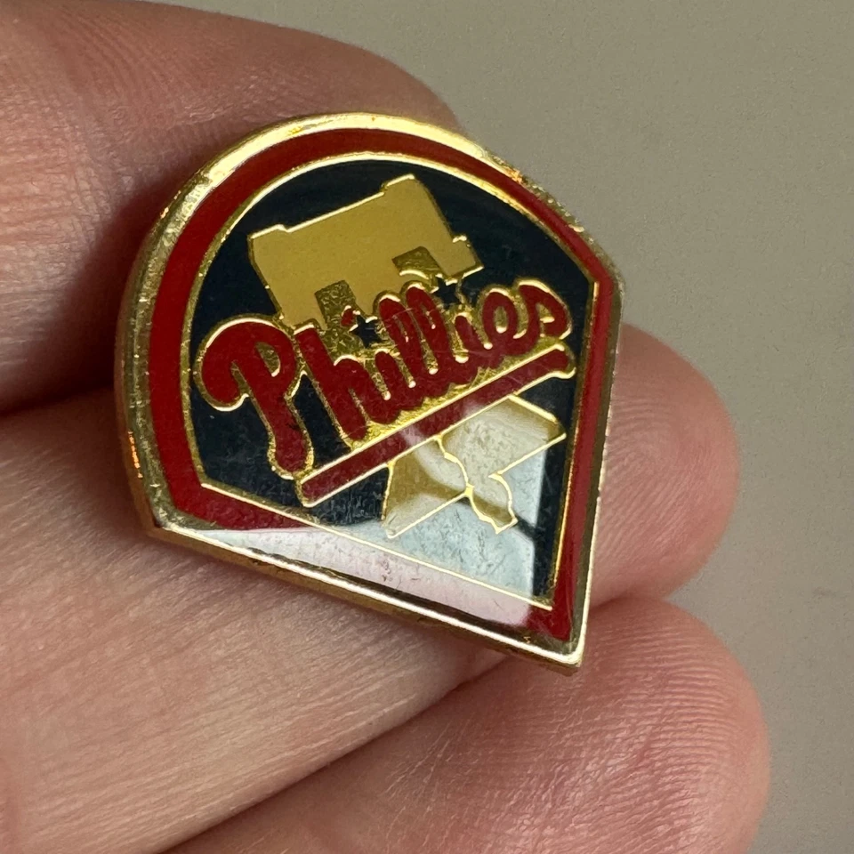 Vintage Philadelphia Phillies Home Plate Liberty Bell Enamel Lapel Pin MLB - Image 2 of 3