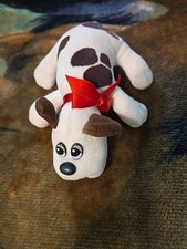 1985 Tonka Brown and White Pound Puppy 7 Inch Stuffed Plush - fraying of tag