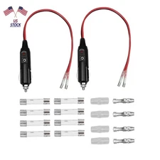 2Pcs DC 12V 15A Fused LED Light Car Truck Cigarette Lighter Male Plug Adapter