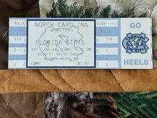 January 24, 1998 North Carolina Tarheels Vs Florida State Basketball Ticket