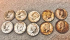 1964 Kennedy Half-Dollars 90% Silver 10 Coin Lot. 125 Grams