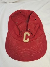 Vintage 50s Felt Burgundy Red Wool Youth Baseball Cap Hat Letter C