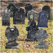 Eye-Catching 10 Pack Halloween Tombstone Decorations - Durable Outdoor Signs