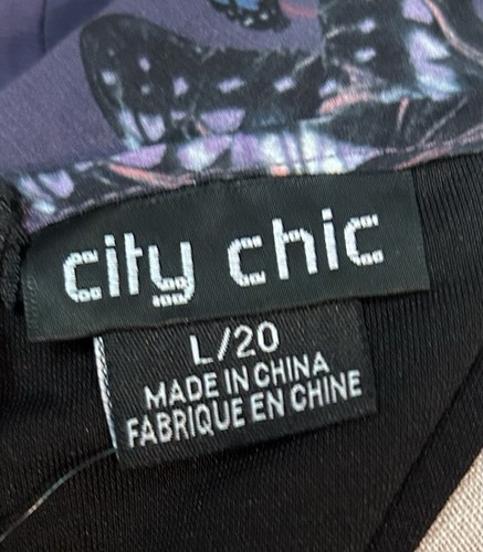 City Chic Midikleid mit Schlagärmeln Übergröße L / 20 Lila Schmetterlinge Boho Neu mit Etikett - Bild 7 von 8