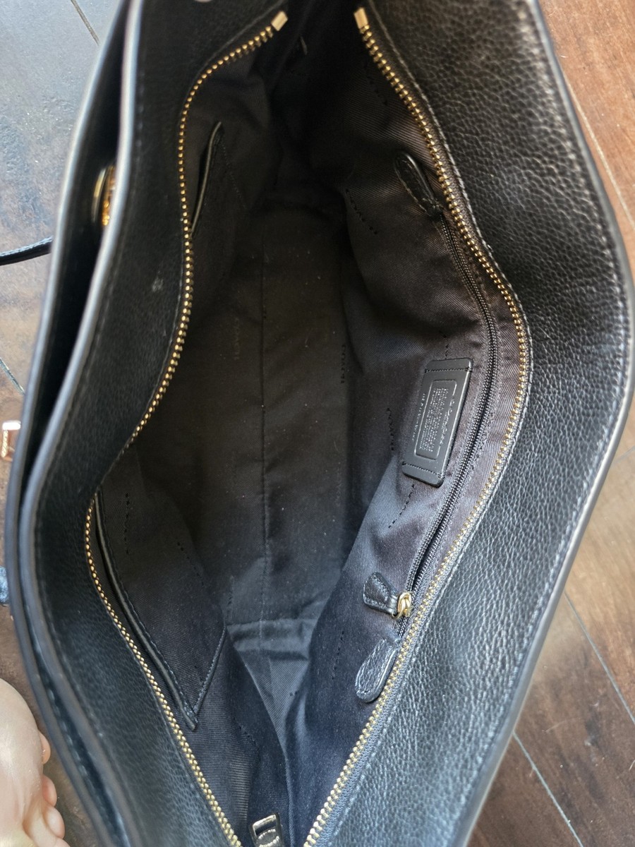 Coach Black Pebbled Leather Tote with Gold Chain Handles | eBay