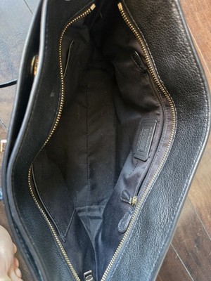 Coach Black Pebbled Leather Tote with Gold Chain Handles | eBay