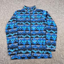 Columbia Fleece Womens Extra Large Blue Aztec Full Zip Outdoor Retro Walking