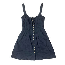 Black BDG Size XS Cottage Goth Western Milkmaid Button Front Mini Peasant Dress