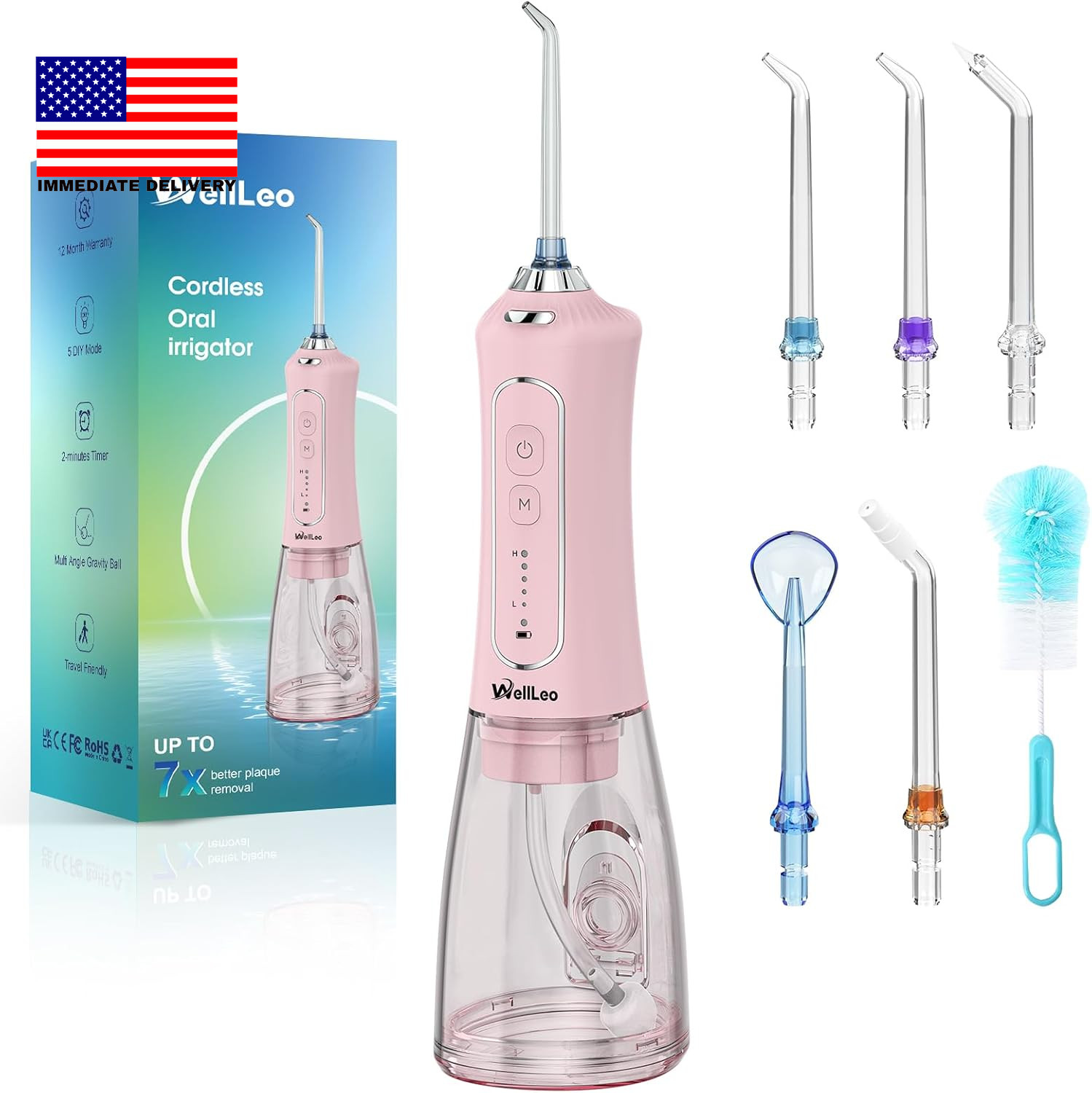 Water Flossers for Teeth, 300ML Cordless Oral Irrigator Rechargeable Dental Flos