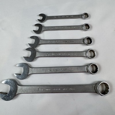 Vintage Set of 6 FLEET Wrenches USA 3/4, 5/8, 9/16, 1/2, 7/16, 3/8