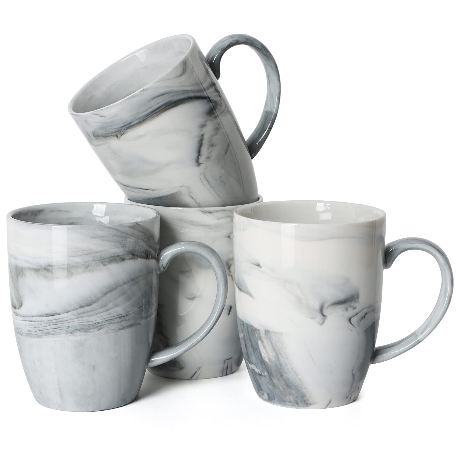 Smilatte 14 Ounce Unique Coffee Mugs, EM067 Novelty Marble 8.6*11cm, Gray