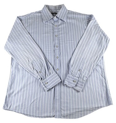 Sean John Shirt Mens 17.5 Blue Striped Long Sleeve Button Down Regular Fit