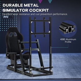 Supllueer 4080 Aluminum Racing Sim Cockpit With TV Stand Seat Fit Thrustmaster