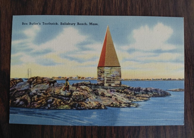 Salisbury Beach MA Ben Butler's Toothpick Vintage Linen Tichnor Postcard 