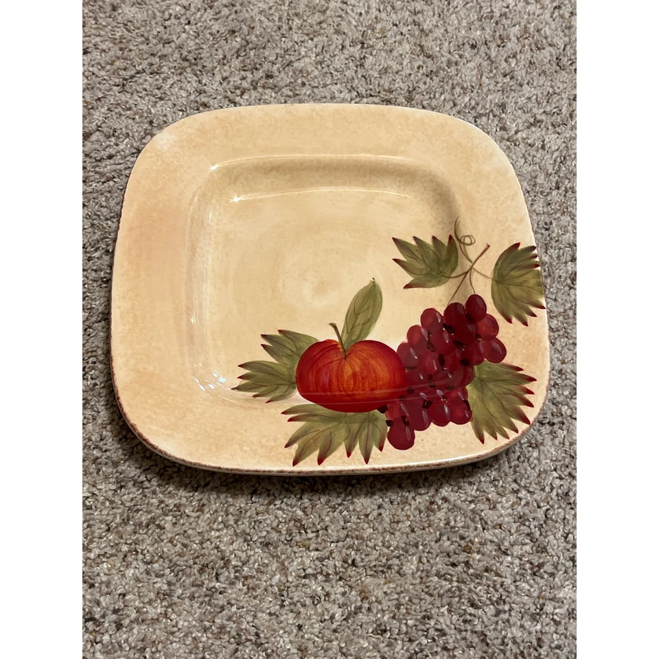 TableTops Unlimited Tuscan Orchard Square Dinner Plates RARE - Image 3 of 4