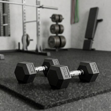 30 lb Rubber Coated Hex Dumbbells   Strength Training Barbell Weights Set of 2