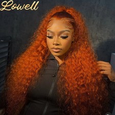 200 Density Ginger Human Hair Wig Water Wave Curly Human Hair Wig 13x4 13x6