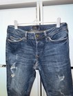 River Island Blue Denim Jeans Tapered Distressed Solid 5-Pocket size 26 short — photo 2