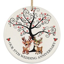 Cute Reindeer Couple 57 Years Ornament 57th Wedding Anniversary Christmas Gift
