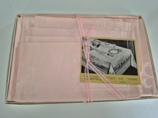 Vintage Imported Damask Set 40" x 40" Tablecloth and 4 Napkins Light Pink NIP