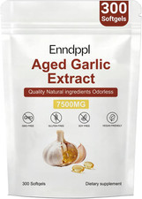 Aged Garlic Extract 7500Mg, 300 Odorless Softgels  Antioxidant Supplement for I
