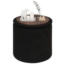 Stool with Storage Round, Soft Boucle Stool, Folding, as Coffee Table...