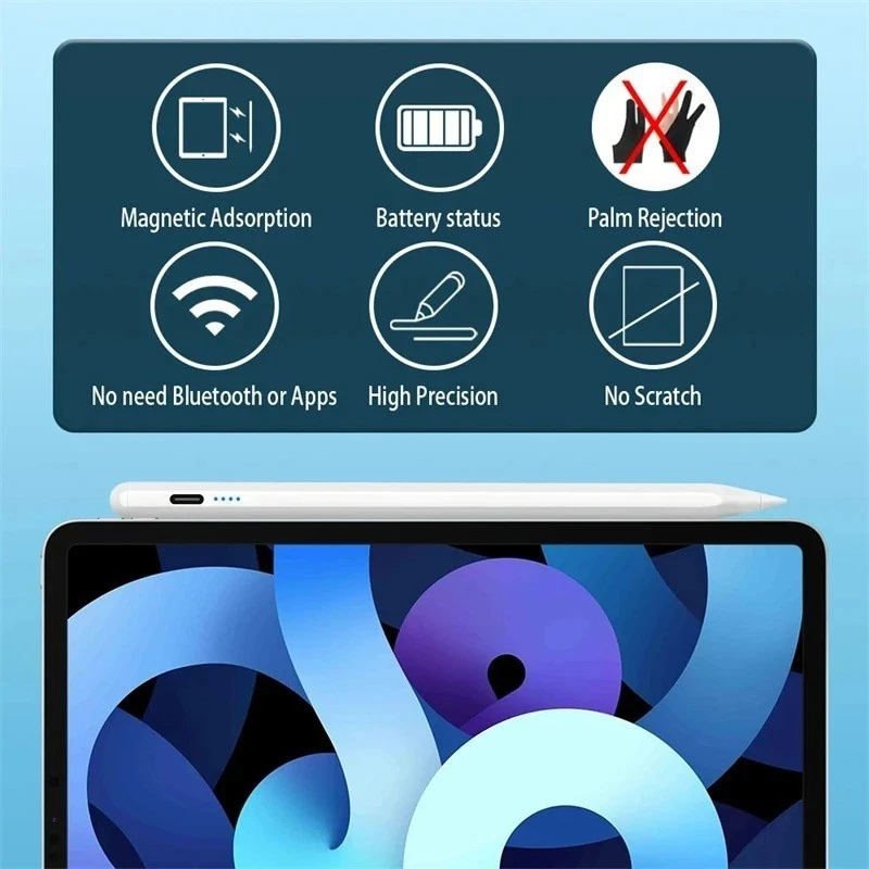 Stylus Pen for Apple iPad with Palm Rejection & Power Display, Pencil Accessory - Image 2 of 4