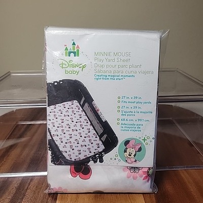 Disney Play Yard Sheet Minnie Mouse with Flowers ~ 27''x39'' Fits Most Play Yards