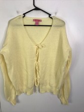 Coco Shay Sweater Womens M Cardigan Bows Butter Yellow Soft Ballet Coquette