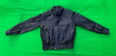 Vintage Gianna Lorenzi Men's Black Lined Leather Jacket Size S.