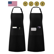 Apron for Men Women, Adjustable Cooking Kitchen Apron with 2 Pockets