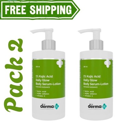 2X The Derma Co 1% Kojic Acid Body Lotion for Daily Glow and Skin Radiance 250ml