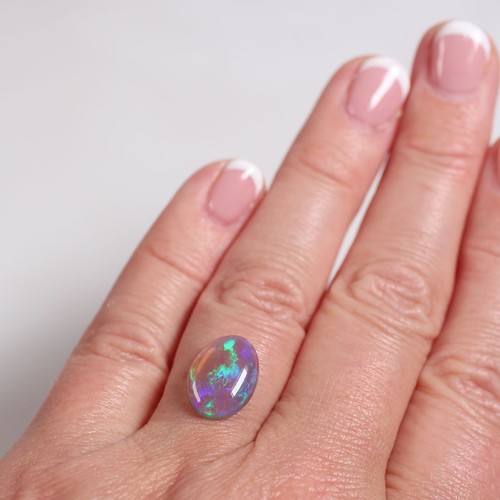 3.2 ct Natural Australian Opal, 10 x 13.8 mm Loose Solid Dark Crystal Opal - Picture 3 of 8