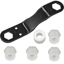 RV Water Heater 4 Pack 1/2" NPT Drain Plugs Angled Wrench PTFE Tape