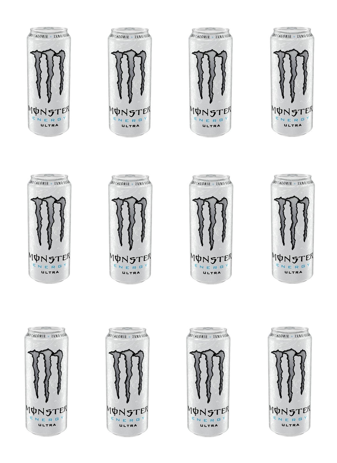 (12)MONSTER ENERGY DRINK BEBIDA GASEOSA ULTRA CAFEÍNA CON EDULCORANTES 12X500ML