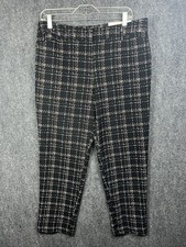 Liz Claiborne Trousers Pants Size 10 Emma Midrise Ankle Length Black Pink Plaid