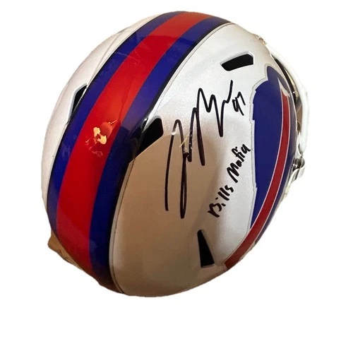 Buffalo Bills Signed Football Helmet White Red Blue Orig Autograph- Joey Bosa